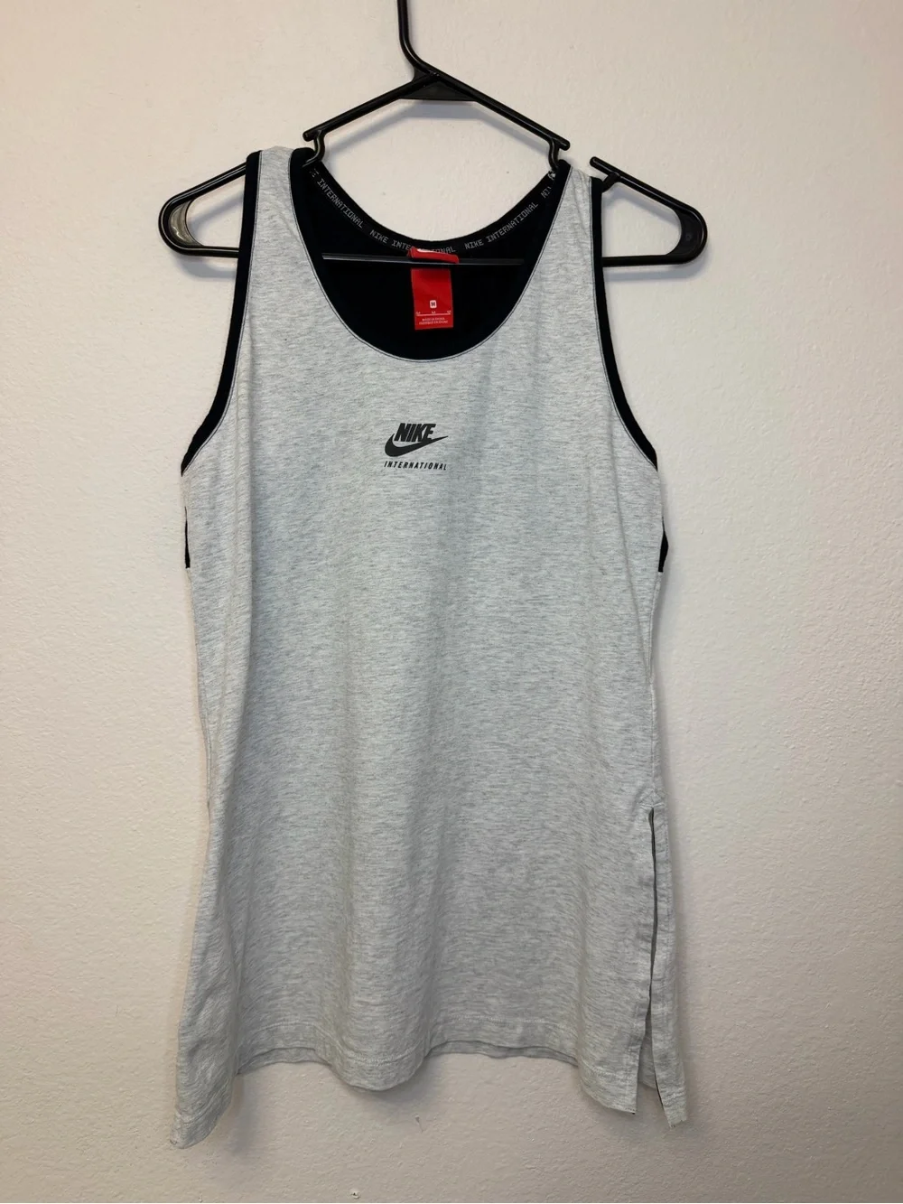 Nike Heather Gray and Black International Logo Tank